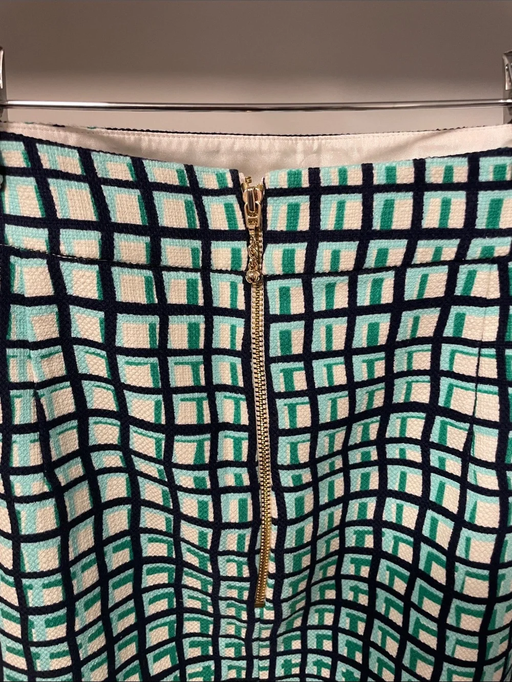 kate spade Green and Navy Grid Pencil Skirt